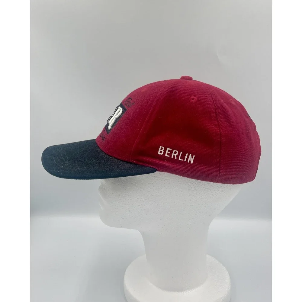 Hard Rock Cafe Berlin Hat Cap Strap Back Red Black Embroidered Rock n Roll Mens